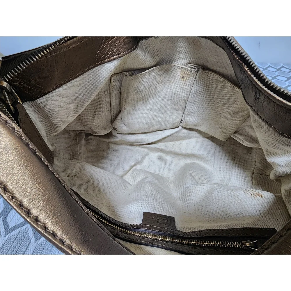 Gucci GG Canvas Heart Bit Hobo Bag Brown